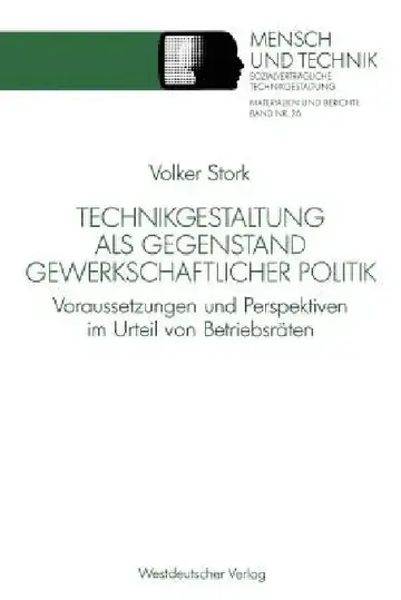 Cover of Technikgestaltung ALS Gegenstand Gewerkschaftlicher Politik
