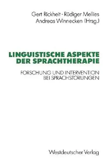 Cover of Linguistische Aspekte Der Sprachtherapie