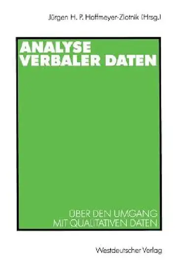 Cover of Analyse Verbaler Daten