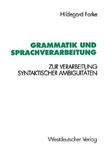Cover of Grammatik Und Sprachverarbeitung