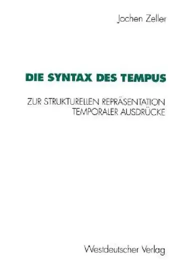 Cover of Die Syntax Des Tempus