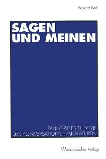 Cover of Sagen Und Meinen