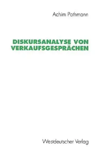 Cover of Diskursanalyse Von Verkaufsgesprächen