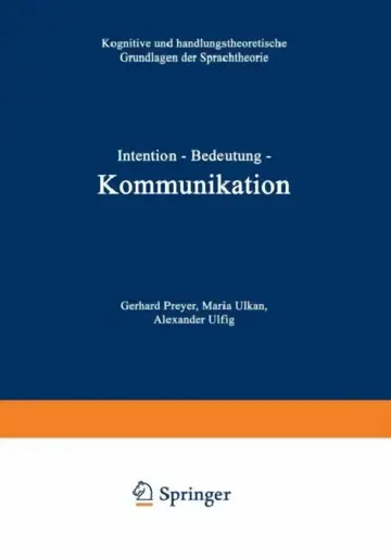 Cover of Intention -- Bedeutung -- Kommunikation