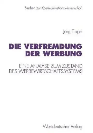 Cover of Die Verfremdung Der Werbung