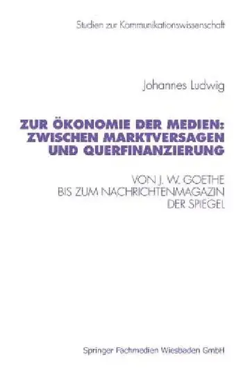 Cover of Zur Ökonomie Der Medien