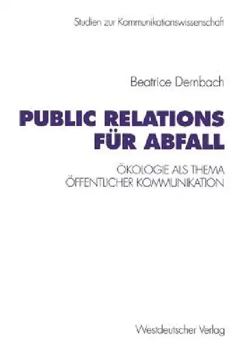 Cover of Public Relations Für Abfall