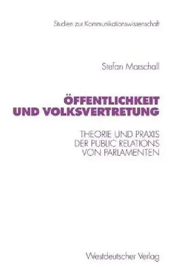 Cover of Öffentlichkeit Und Volksvertretung