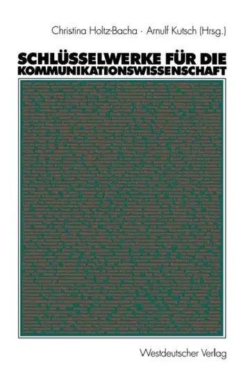 Cover of Schlüsselwerke Für Die Kommunikationswissenschaft