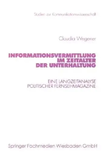 Cover of Informationsvermittlung Im Zeitalter Der Unterhaltung