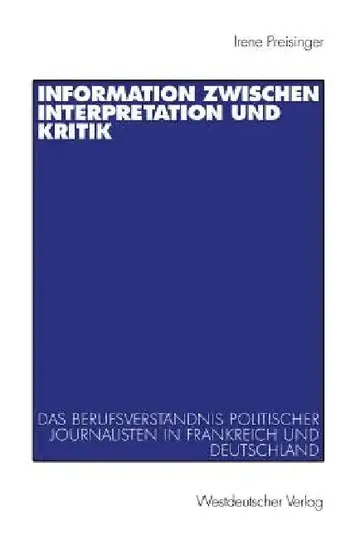 Cover of Information Zwischen Interpretation Und Kritik