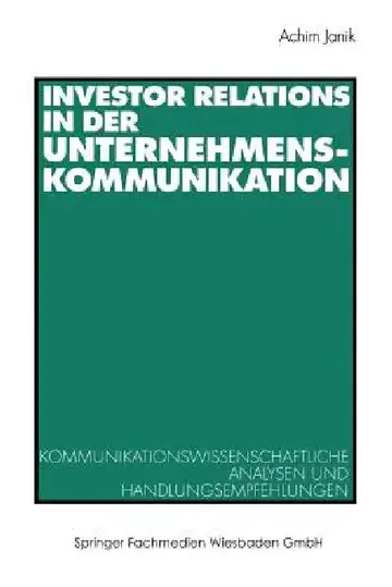 Cover of Investor Relations in Der Unternehmenskommunikation