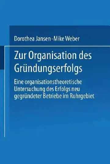 Cover of Zur Organisation Des Gründungserfolgs