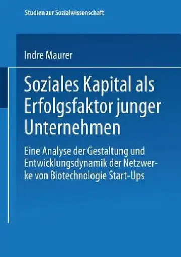 Cover of Soziales Kapital ALS Erfolgsfaktor Junger Unternehmen
