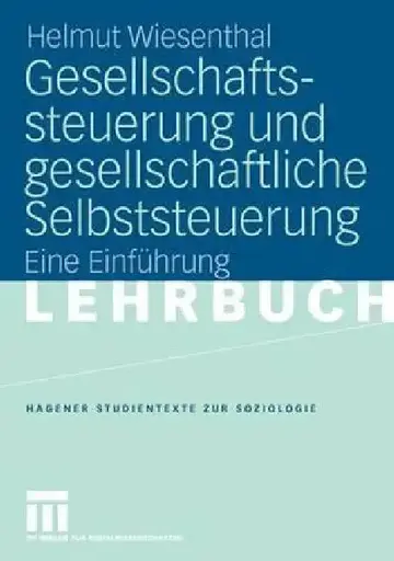 Cover of Gesellschaftssteuerung Und Gesellschaftliche Selbststeuerung