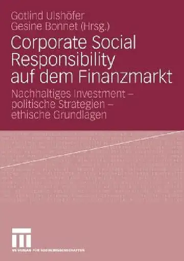 Cover of Corporate Social Responsibility Auf Dem Finanzmarkt