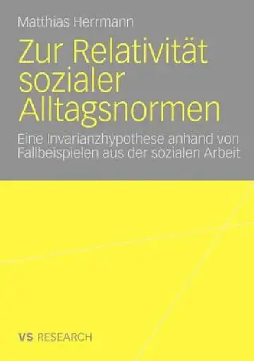 Cover of Zur Relativität Sozialer Alltagsnormen