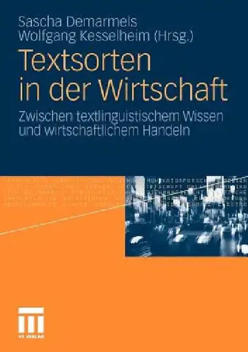 Cover of Textsorten in Der Wirtschaft