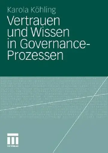 Cover of Vertrauen Und Wissen in Governance-Prozessen