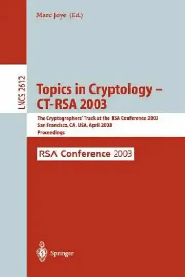 Cover of Topics in Cryptology -- Ct-Rsa 2003