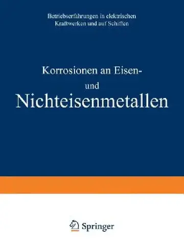 Cover of Korrosionen an Eisen Und Nichteisenmetallen