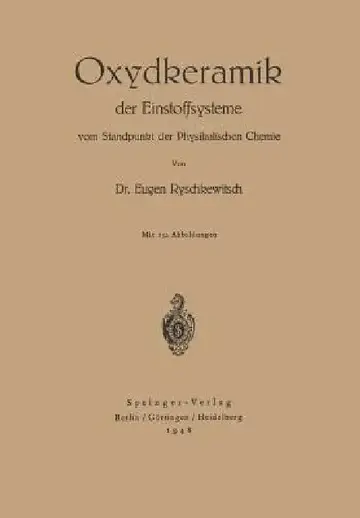 Cover of Oxydkeramik Der Einstoffsysteme Vom Standpunkt Der Physikalischen Chemie