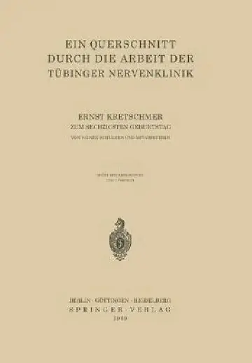 Cover of Ein Querschnitt Durch Die Arbeit Der Tübinger Nervenklinik