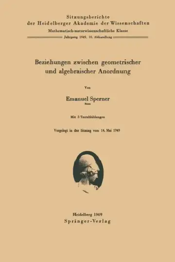 Cover of Beziehungen Zwischen Geometrischer Und Algebraischer Anordnung