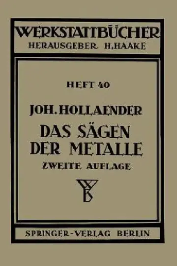 Cover of Das Sägen Der Metalle