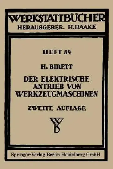 Cover of Der Elektrische Antrieb Von Werkzeugmaschinen