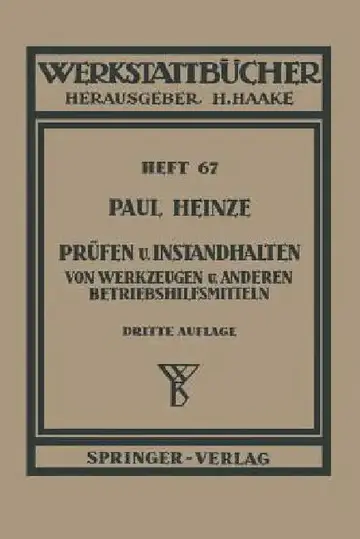 Cover of Prüfen Und Instandhalten Von Werkzeugen Und Anderen Betriebshilfsmitteln