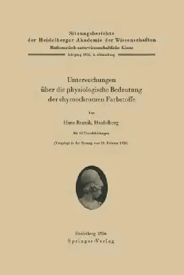 Cover of Untersuchungen Über Die Physiologische Bedeutung Der Chymochromen Farbstoffe