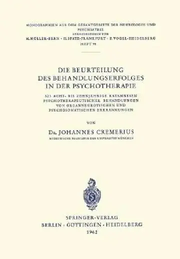 Cover of Die Beurteilung Des Behandlungserfolges in Der Psychotherapie