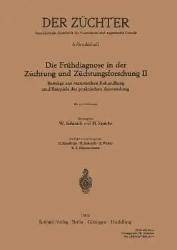 Cover of Die Frühdiagnose in Der Züchtung Und Züchtungsforschung II