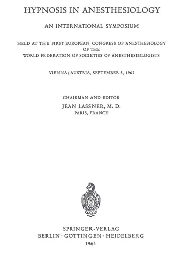 Cover of Hypnosis in Anaesthesiology