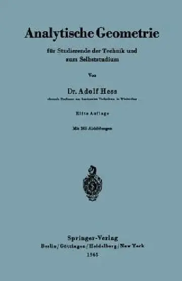 Cover of Analytische Geometrie Für Studierende Der Technik Und Zum Selbststudium