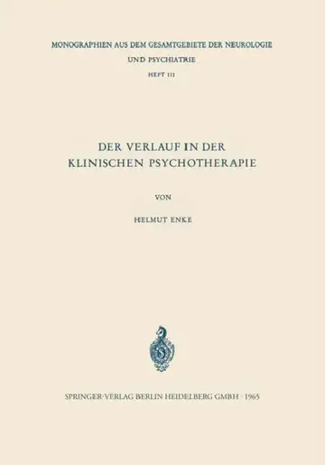 Cover of Der Verlauf in Der Klinischen Psychotherapie