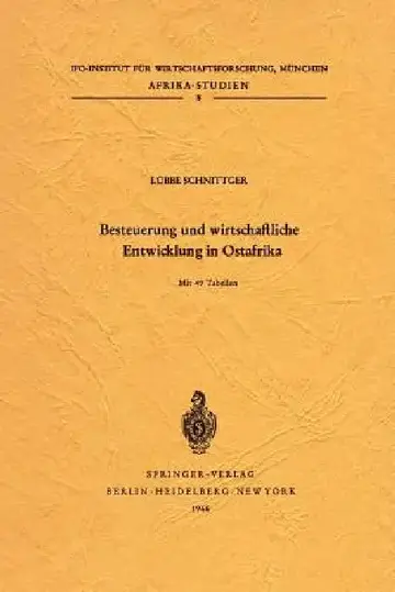 Cover of Besteuerung Und Wirtschaftliche Entwicklung in Ostafrika