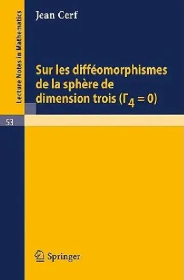 Cover of Sur Les Diffeomorphismes de la Sphere de Dimensions Trois (Gamma 4=0)