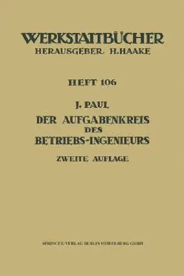 Cover of Der Aufgabenkreis Des Betriebs-Ingenieurs