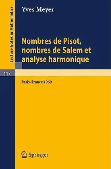 Cover of Nombres de Pisot, Nombres de Salem Et Analyse Harmonique
