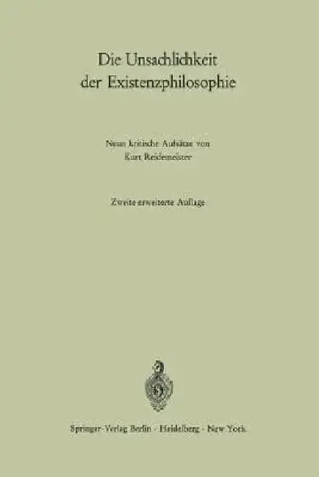 Cover of Die Unsachlichkeit Der Existenzphilosophie