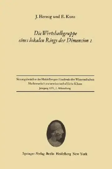Cover of Die Wertehalbgruppe Eines Lokalen Rings Der Dimension I