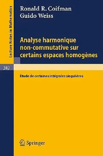 Cover of Analyse Harmonique Non-Commutative Sur Certains Espaces Homogènes