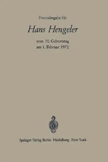 Cover of Freundesgabe Für Hans Hengeler Zum 70. Geburtstag Am 1. Februar 1972
