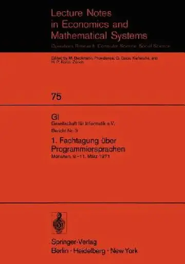 Cover of 1. Fachtagung Über Programmiersprachen