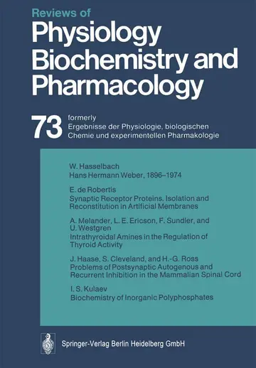 Cover of Reviews of Physiology, Biochemistry and Pharmacology