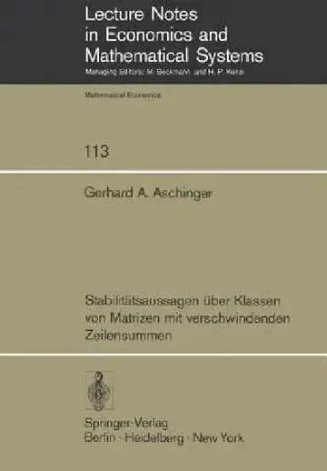 Cover of Stabilitätsaussagen Über Klassen Von Matrizen Mit Verschwindenden Zeilensummen