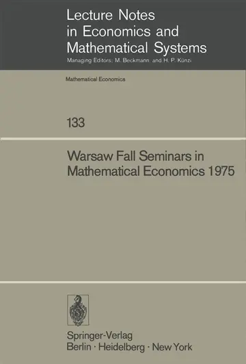 Cover of Warsaw Fall Seminars in Mathematical Economics 1975