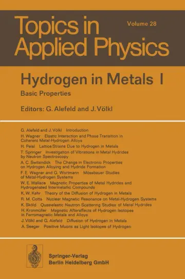 Cover of Hydrogen in Metals I